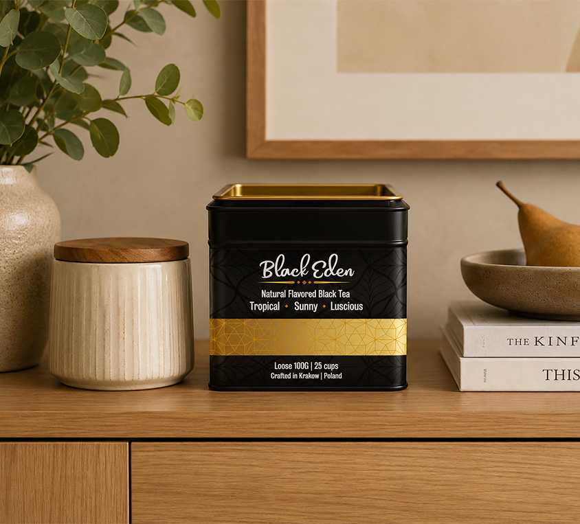 Black Eden Leo Tea w eleganckiej puszce-czarna mango herbata